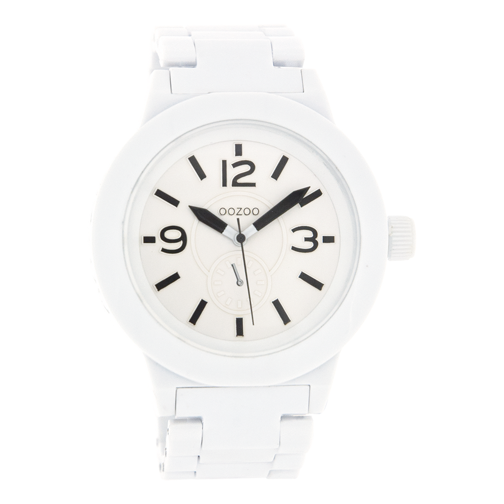 White OOZOO watch with white plastic watch strap - C4116