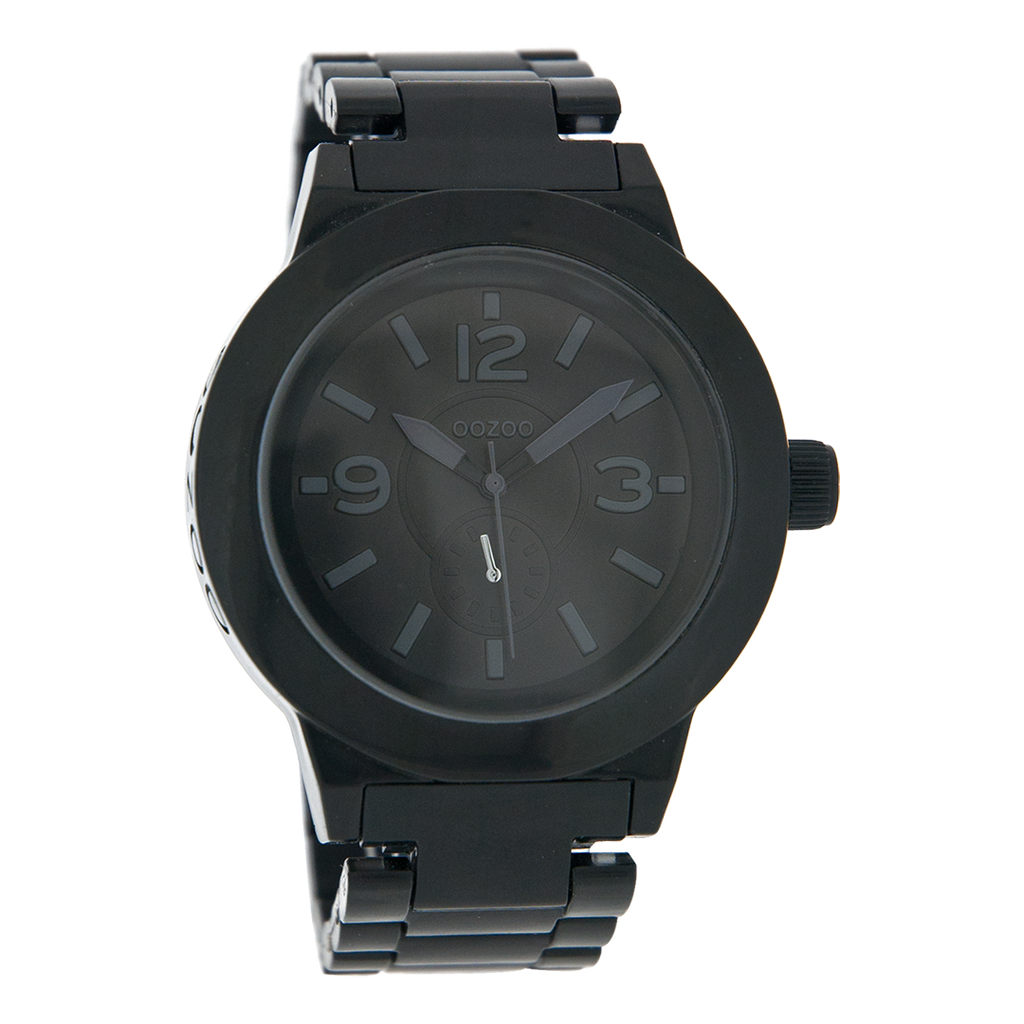 Black OOZOO watch with black plastic watch strap - C4119