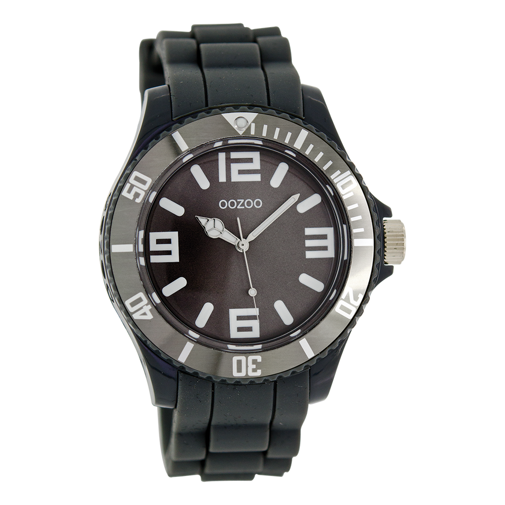 OOZOO Montre en gris foncé avec bracelet en caoutchouc en gris foncé - C4173