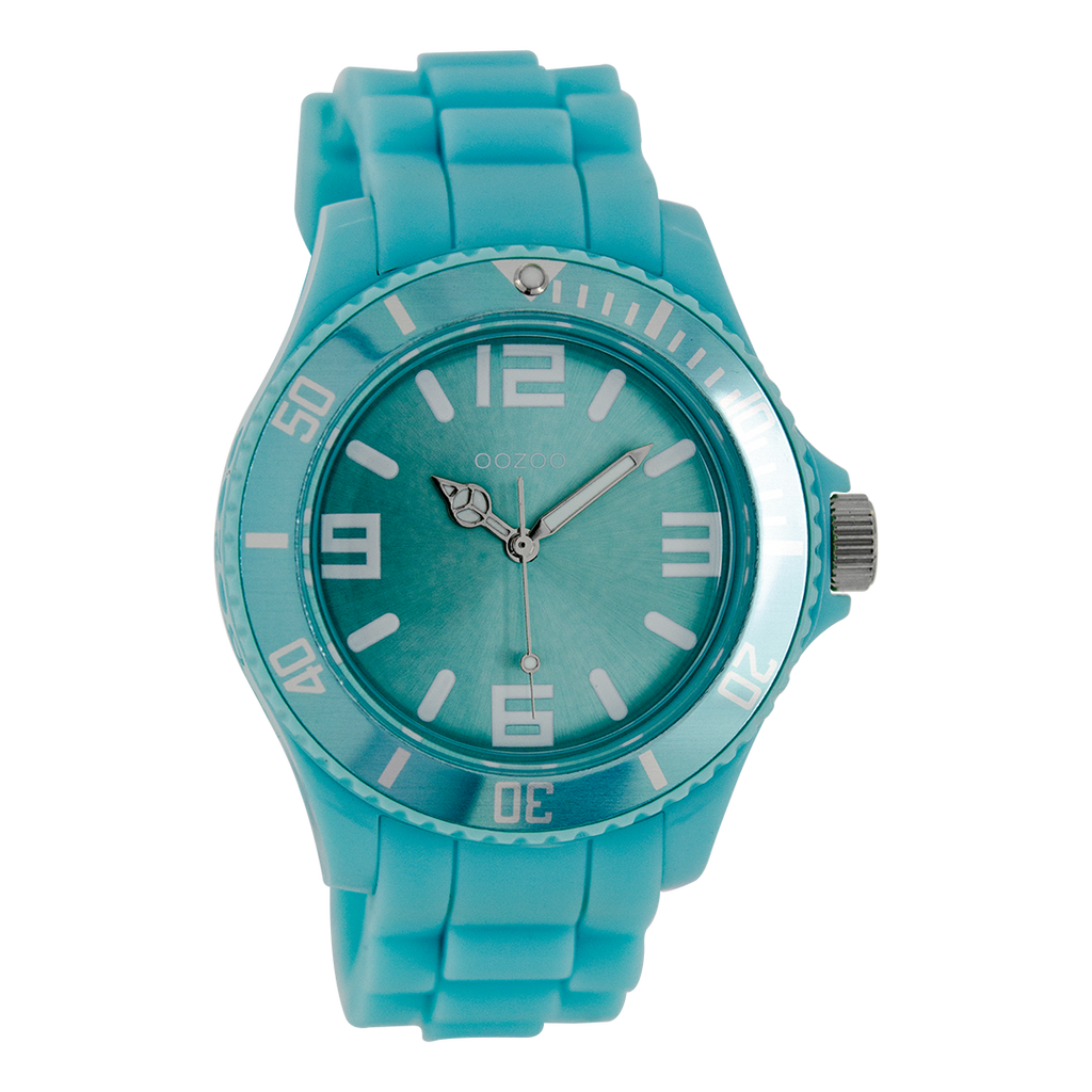 OOZOO Montre en blue clair avec bracelet en caoutchouc en blue clair - C4176