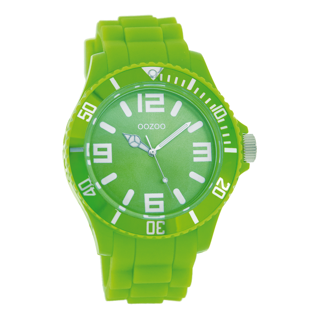 OOZOO Montre en vert fluo avec bracelet en caoutchouc en vert fluo - C4178