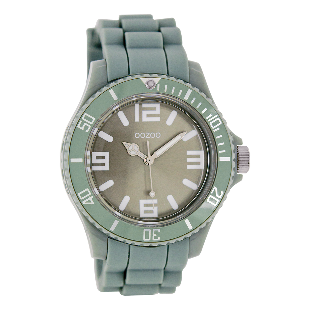 OOZOO Montre en gris avec bracelet en caoutchouc en gris - C4279