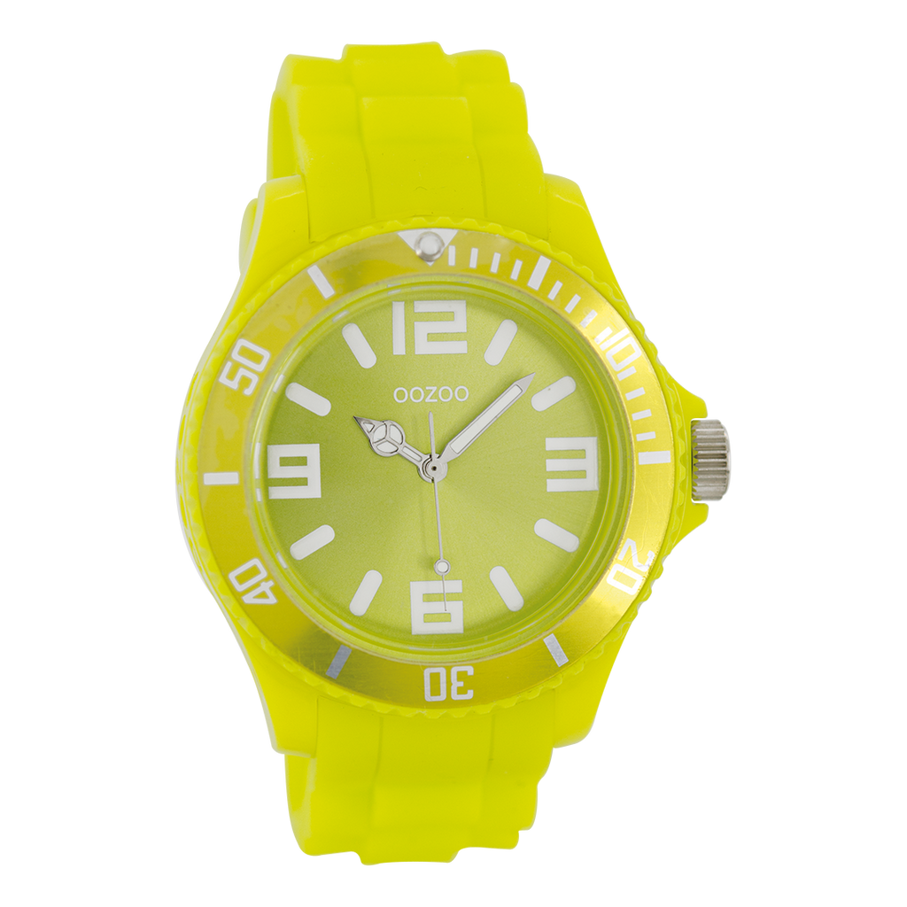 OOZOO Montre en jaune avec bracelet en caoutchouc en jaune - C4288