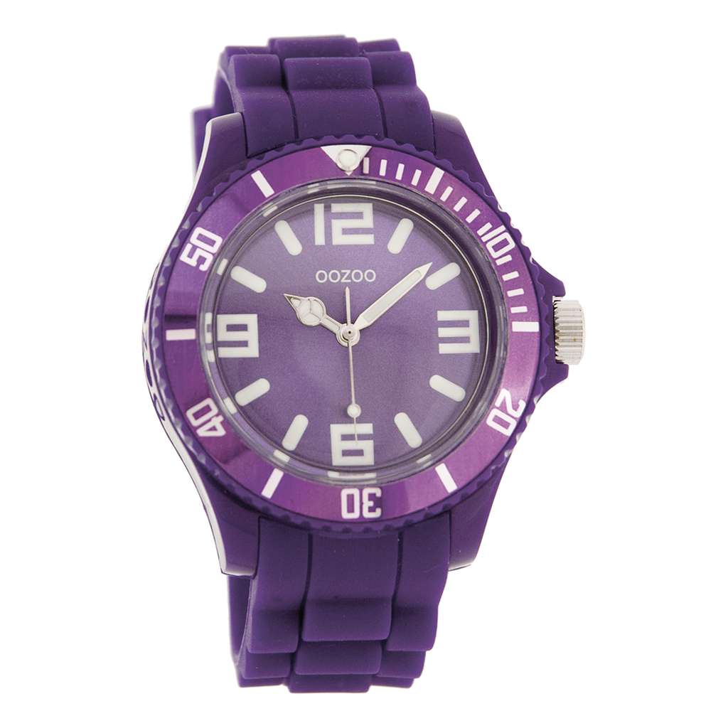 OOZOO Montre en violet avec bracelet en caoutchouc en violet - C4290