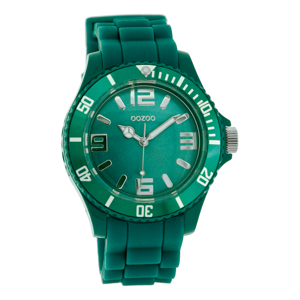 OOZOO Montre en vert aqua avec bracelet en caoutchouc en vert aqua - C4351