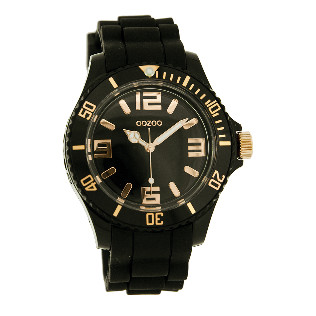 OOZOO Montre en noir avec bracelet en caoutchouc en noir - C4354