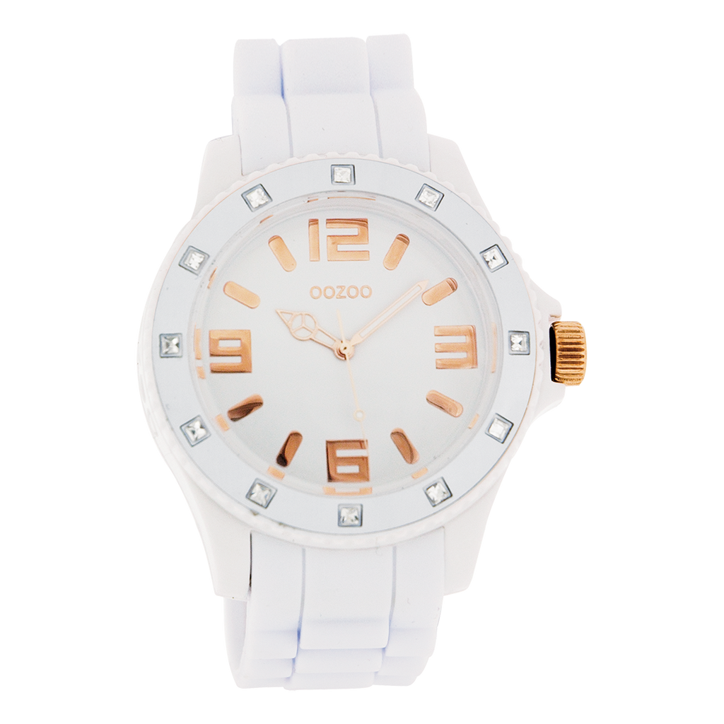 White OOZOO watch with white rubber strap - C4357