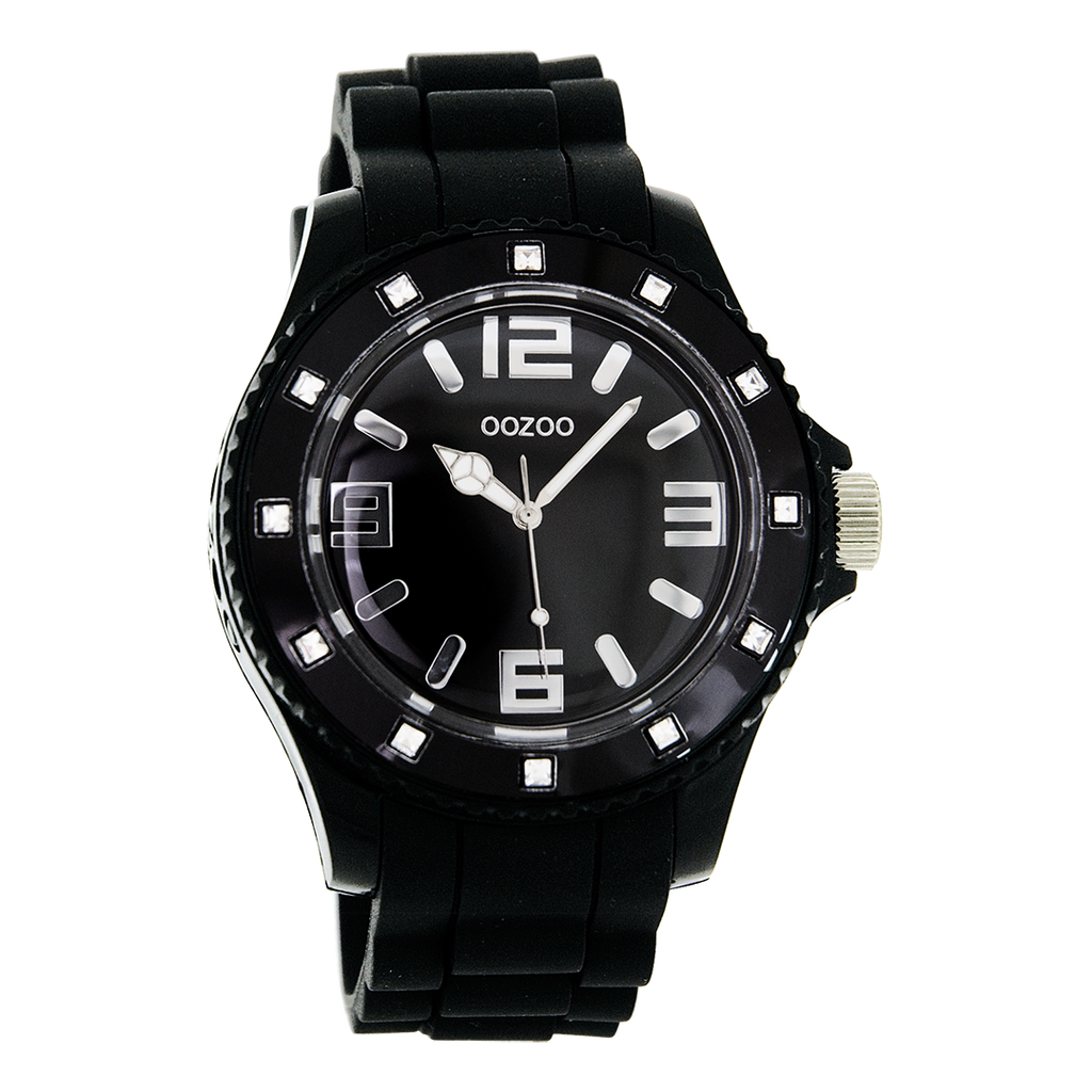 Black OOZOO watch with black rubber strap - C4360