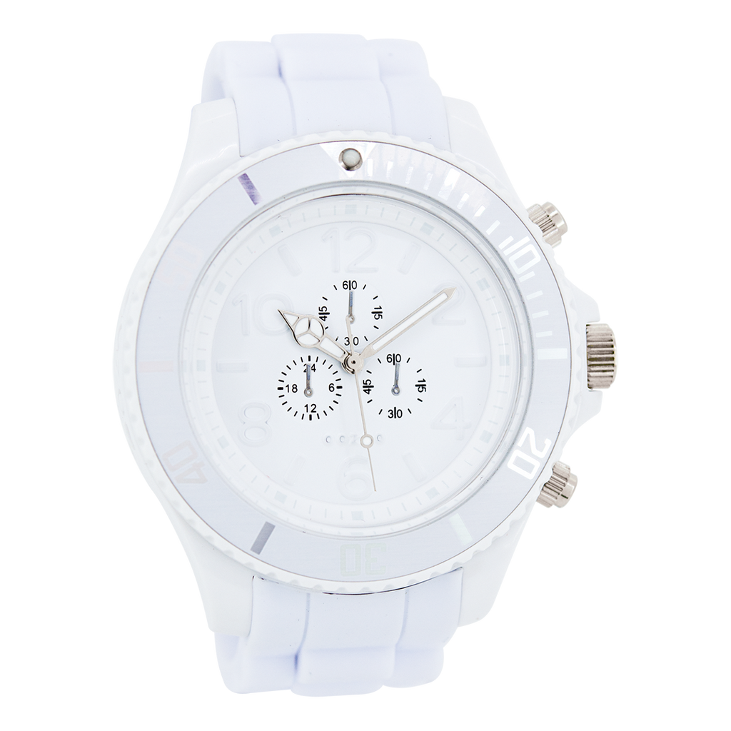 OOZOO Montre en blanc avec bracelet en caoutchouc en blanc - C4822