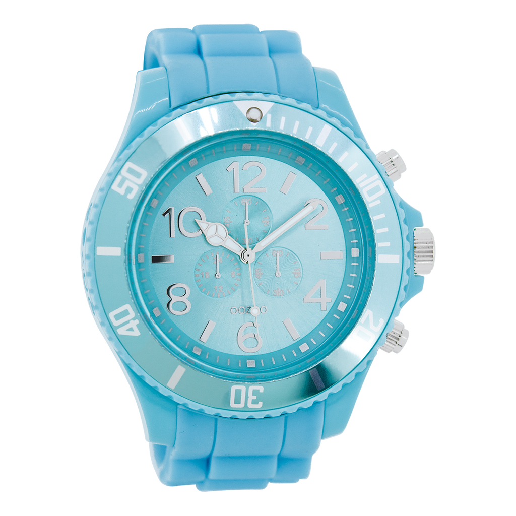 OOZOO Montre en blue clair avec bracelet en caoutchouc en blue clair - C4824