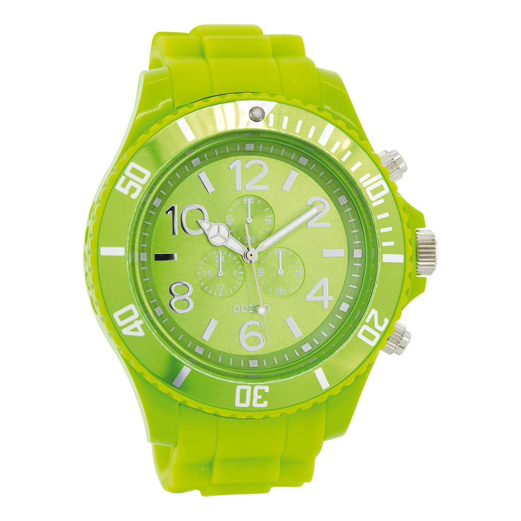 OOZOO Montre en vert fluo avec bracelet en caoutchouc en vert fluo - C4825