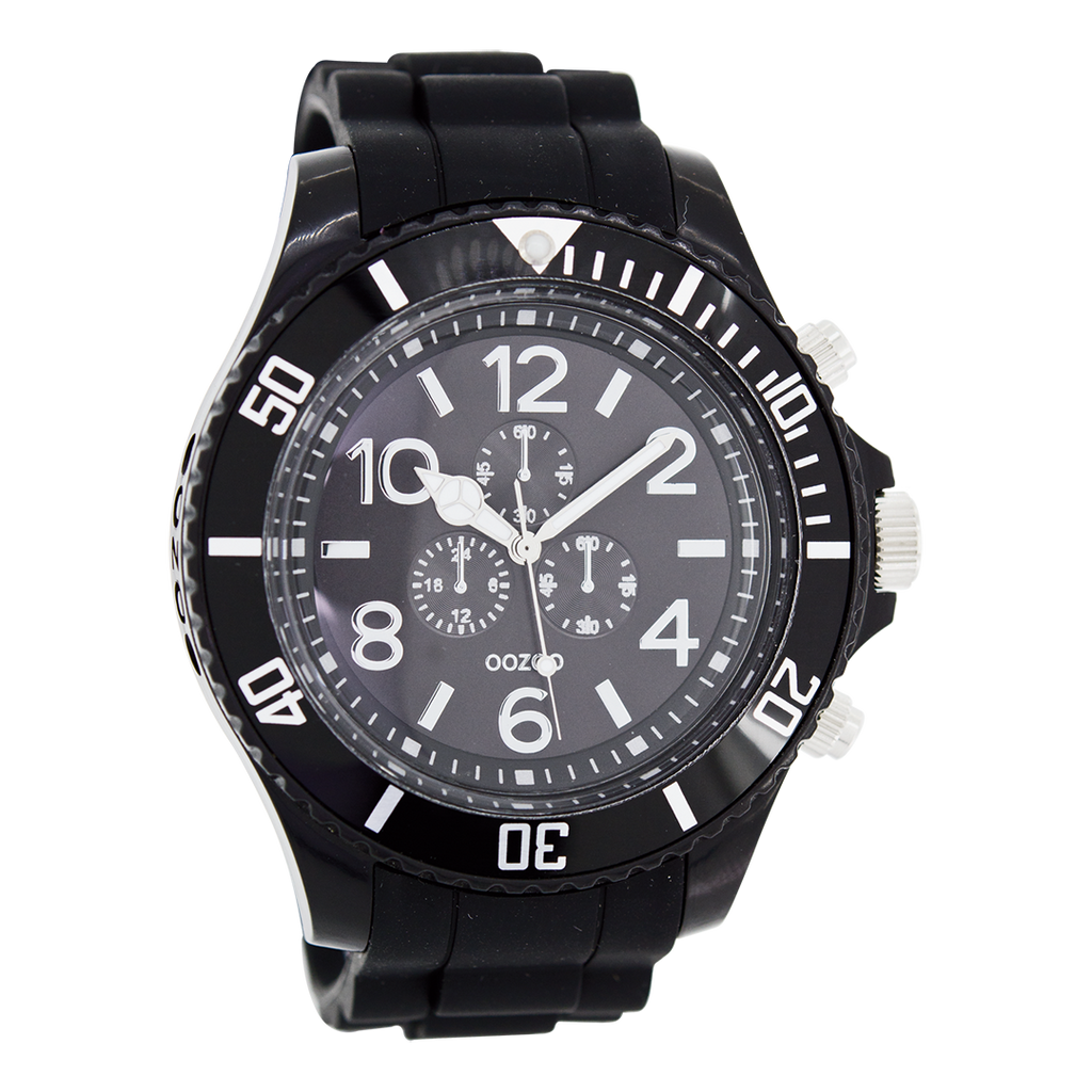 OOZOO Montre en noir avec bracelet en caoutchouc en noir - C4829