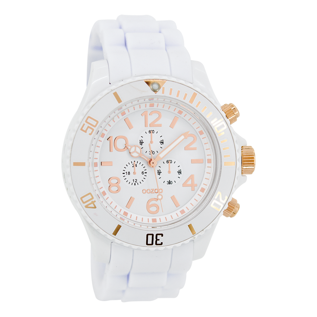 Witte OOZOO horloge met witte rubber band - C4831