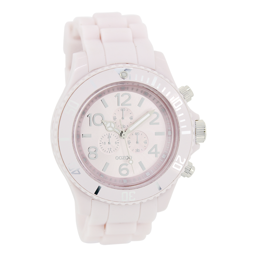 Oud roze OOZOO horloge met oud roze rubber band - C4833