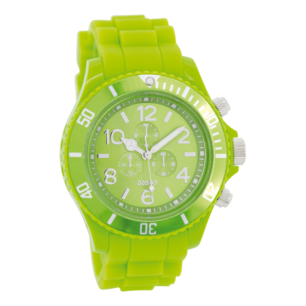 Fluo groene OOZOO horloge met fluo groene rubber band - C4835