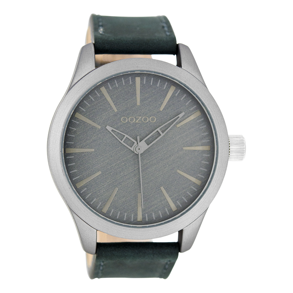 Grey OOZOO watch with blue leather strap - C7426