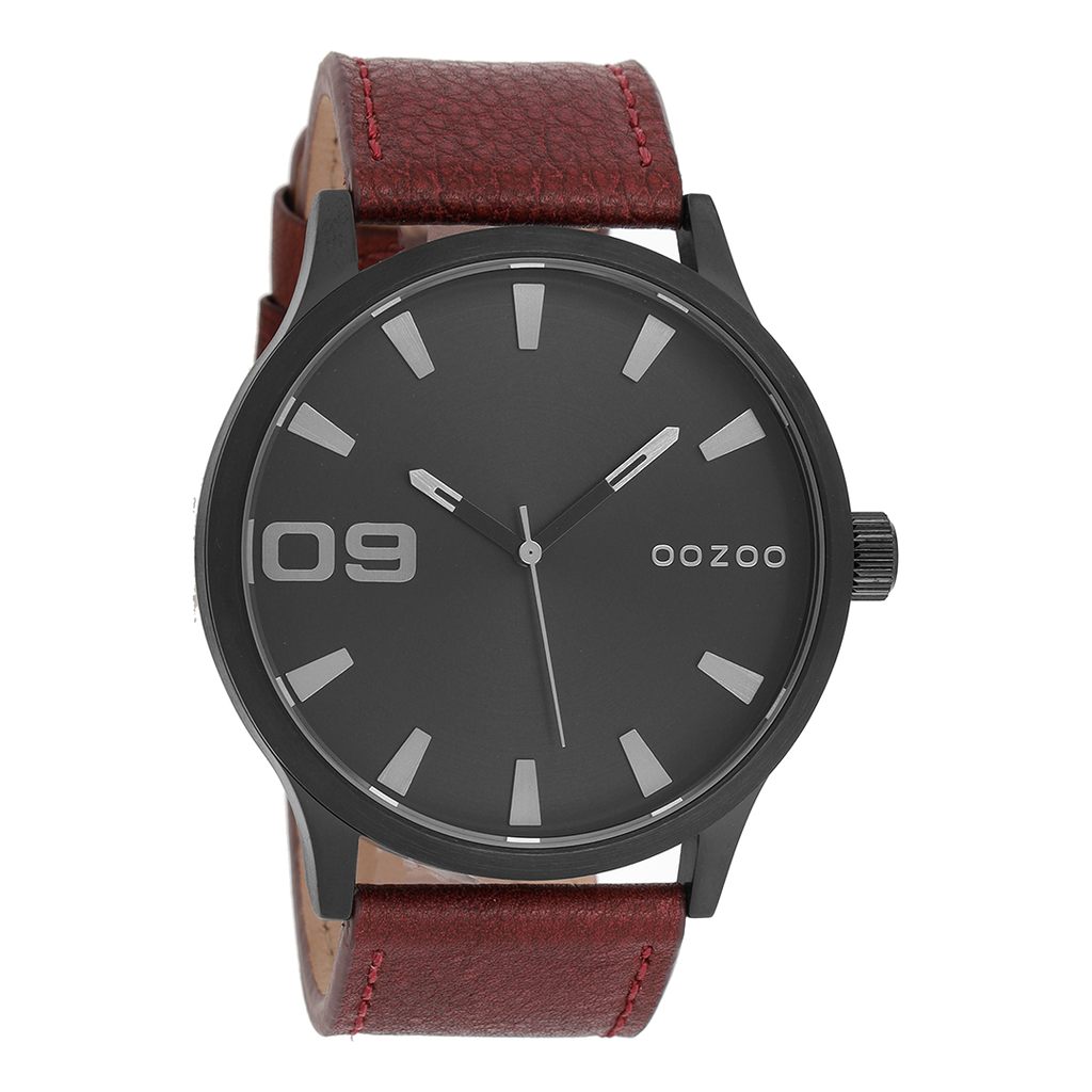 Black OOZOO watch with brown  leather strap - C8532