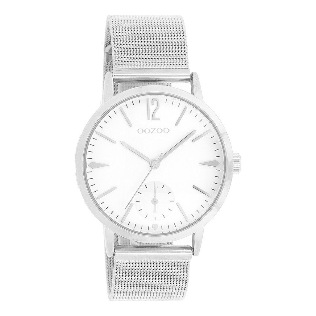 OOZOO Montre en couleur argent avec bracelet en mesh en couleur argent - C8615