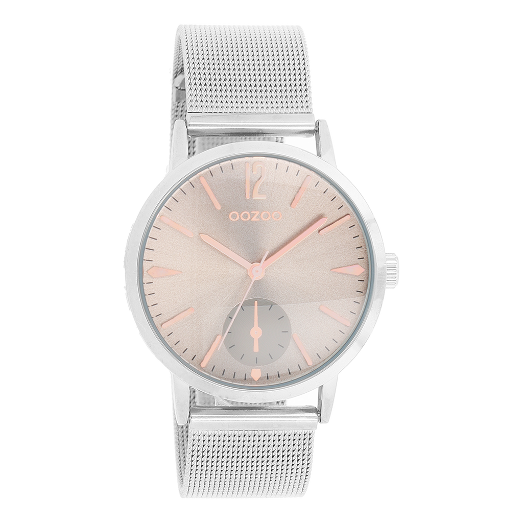 OOZOO Montre en couleur argent avec bracelet en mesh en couleur argent - C8617