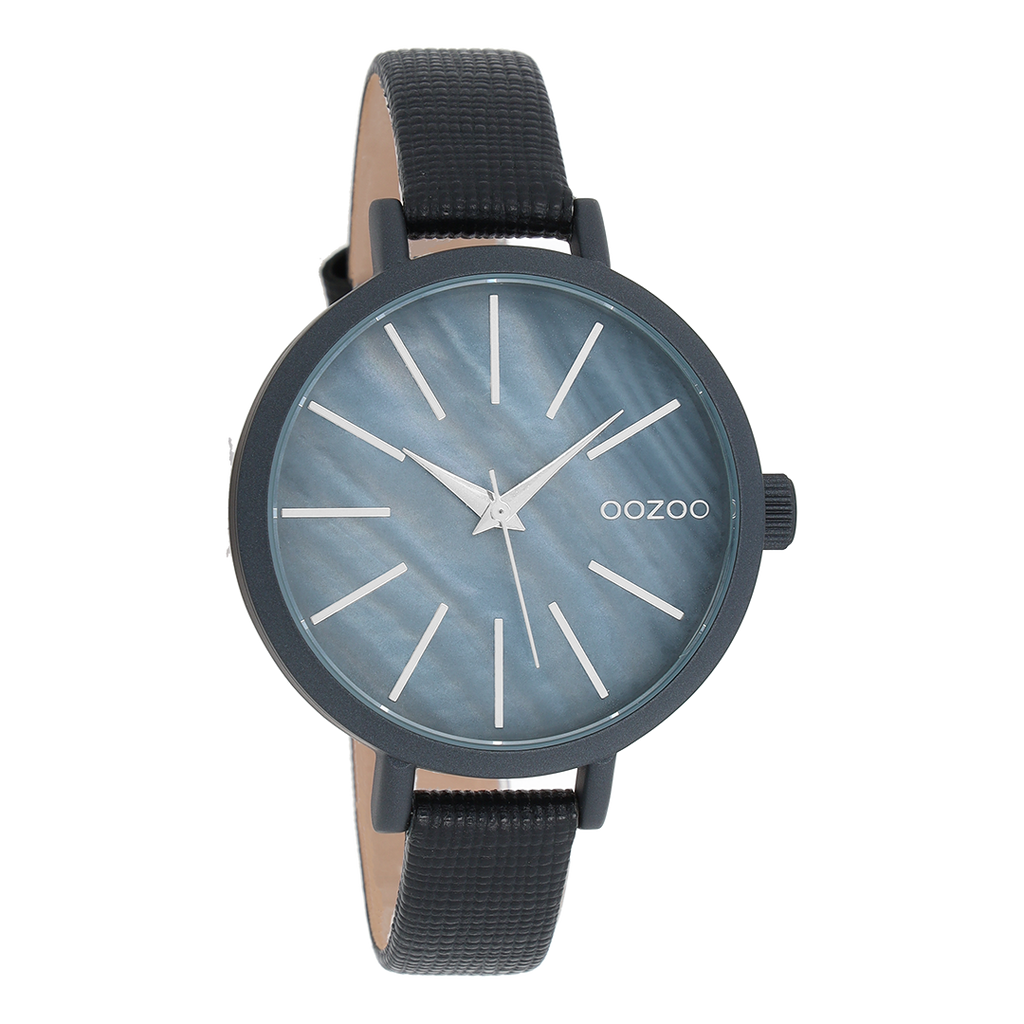 Zwarte OOZOO horloge met zwarte leren band - C8669