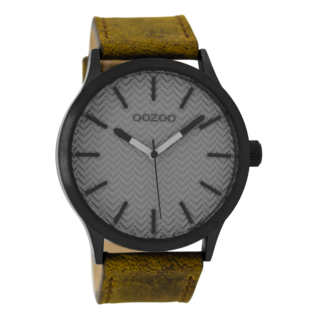 Black OOZOO watch with brown  leather strap - C9017