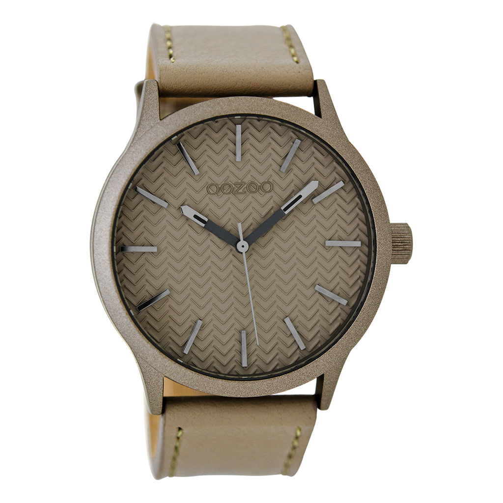 Taupe OOZOO watch with taupe leather strap - C9018