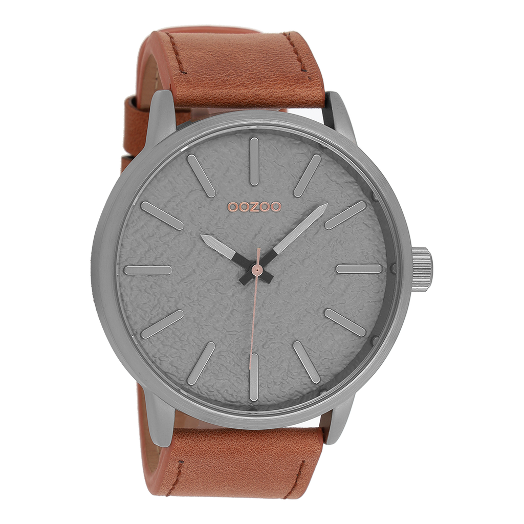 Titanium OOZOO watch with cognac leather strap - C9025