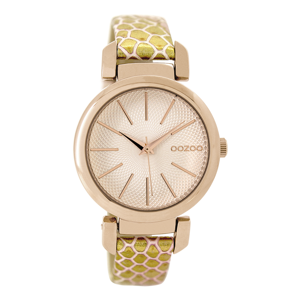 Rosé goudkleurige OOZOO horloge met goudkleurige leren band - C9487