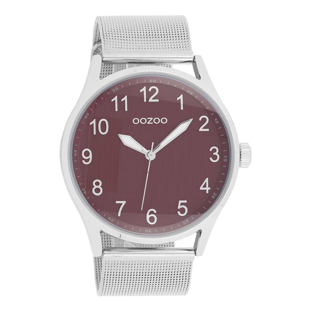 OOZOO Montre en couleur argent avec bracelet en mesh en couleur argent - C9517