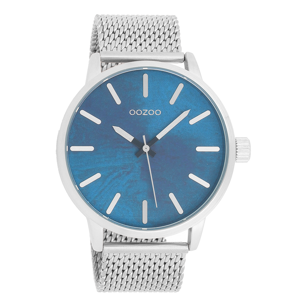 OOZOO Montre en couleur argent avec bracelet en mesh en couleur argent - C9656