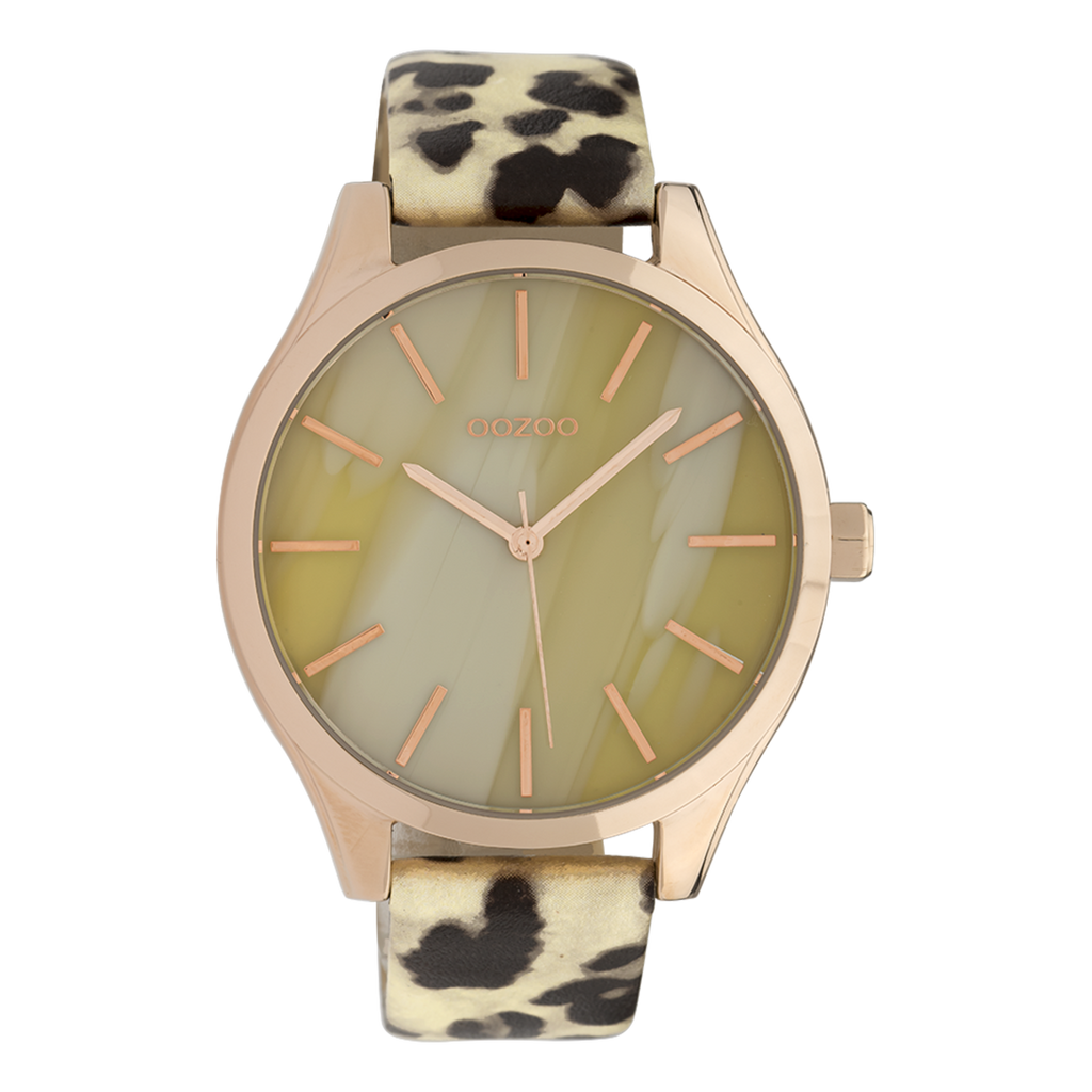 Rose gold coloured OOZOO watch with multicolor leather strap - C9790